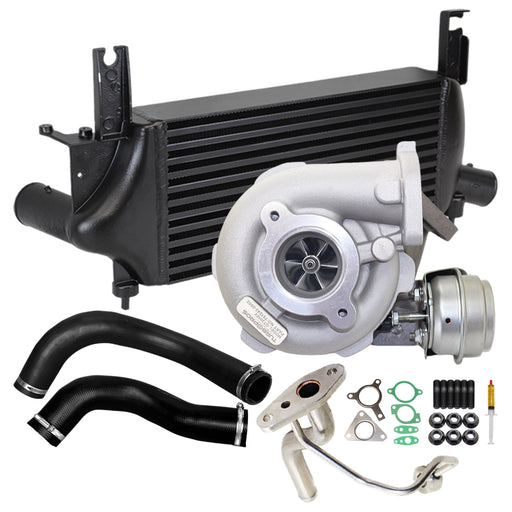 Upgrade Billet Turbo Charger With 75mm Intercooler & Hoses And Genuine Oil Feed Pipe For Nissan Navara D40 / Pathfinder R51 YD25 2.5L 3 Bolts