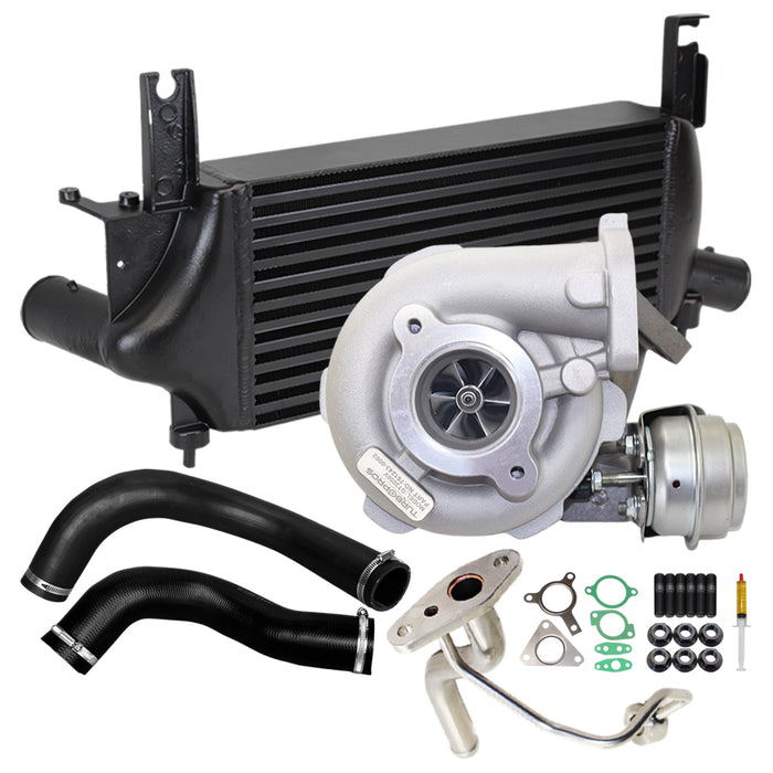 Upgrade Billet Turbo Charger With 75mm Intercooler & Hoses And Genuine Oil Feed Pipe For Nissan Navara D40 / Pathfinder R51 YD25 2.5L 3 Bolts