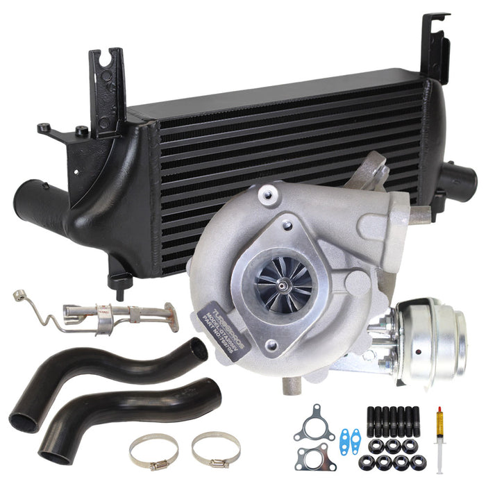Upgrade Billet Turbo Charger With 75mm Intercooler & Intercooler hoses And Genuine Oil Feed Pipe For Nissan Navara / Pathfinder R51 YD25 2.5L 4 Bolts