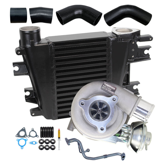 Upgrade Billet Turbo Charger With 65mm Intercooler & Hoses And Genuine Oil Feed Pipe For Nissan Patrol GU ZD30 3.0L Fits Early DI 2000-2002