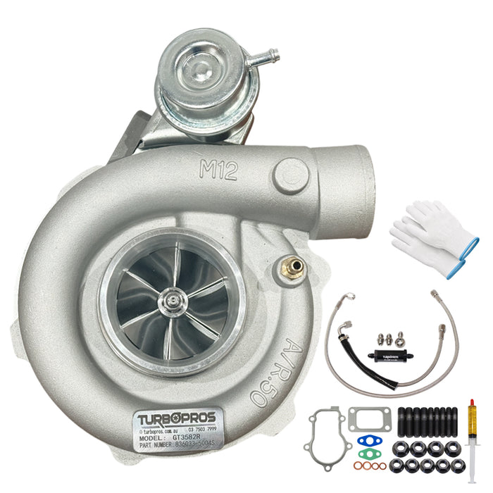 Upgrade Billet GT3582R Turbo Charger With Oil Feed Line Kit For Ford Falcon BF XR6 Barra 4.0L 2005-2008