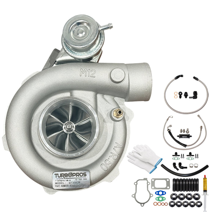 Upgrade Billet GT3582R Turbo Charger With Oil Feed, Return And Water Line Kit For Ford Falcon BA XR6 Barra 4.0L 2002-2005