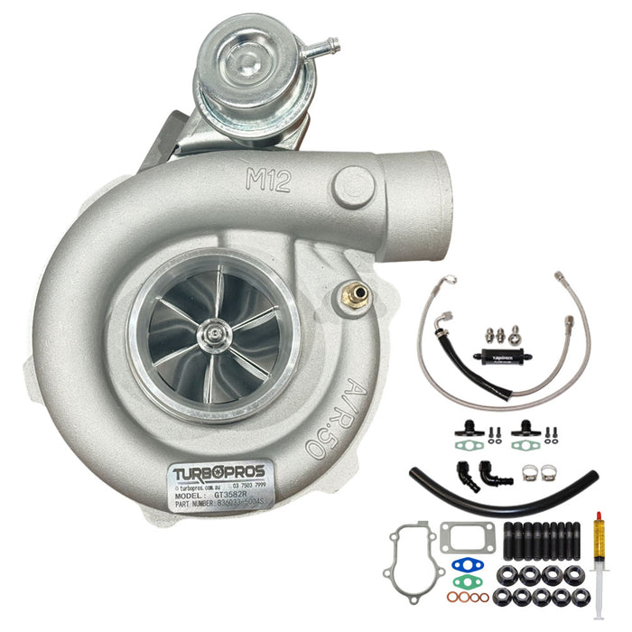 Upgrade Billet GT3582R Turbo Charger With Oil Feed & Return Line Kit For Ford FPV BA/BF F6 Barra 4.0L