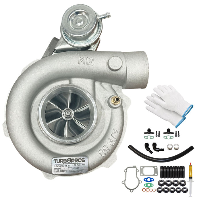 Upgrade Billet GT3582R Turbo Charger With Oil Return Line Kit For Ford Falcon BF XR6 Barra 4.0L 2005-2008