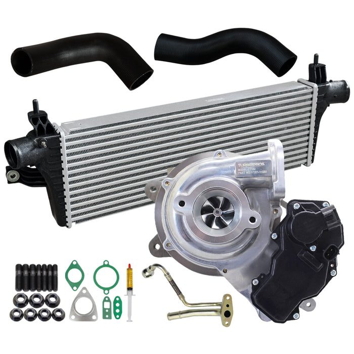 Upgrade Billet Turbo Charger With 50mm Intercooler & Hoses And Genuine Oil Feed Pipe For Toyota Fortuner 1GD-FTV 2.8L 2015-2020