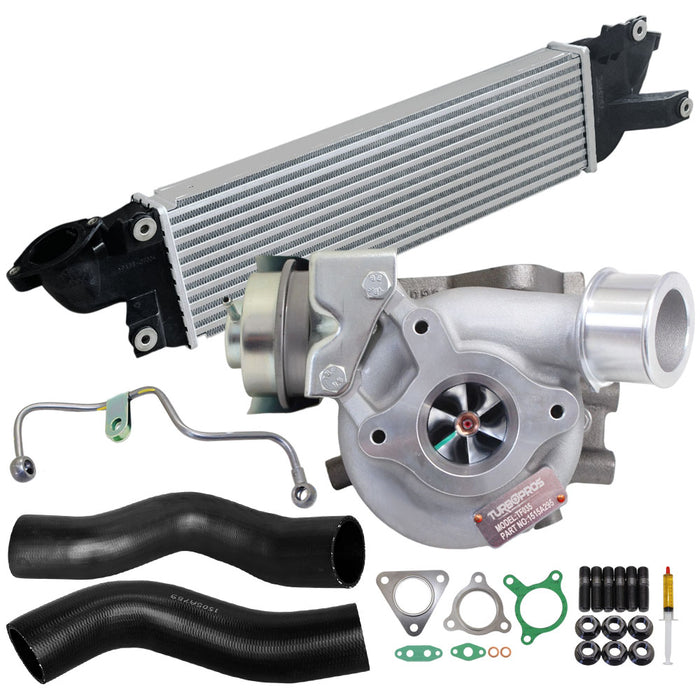 Upgrade Billet Turbo Charger With 50mm Intercooler & Hoses And Genuine Oil Feed Pipe For Mitsubishi Triton MQ 4N15 2.4L