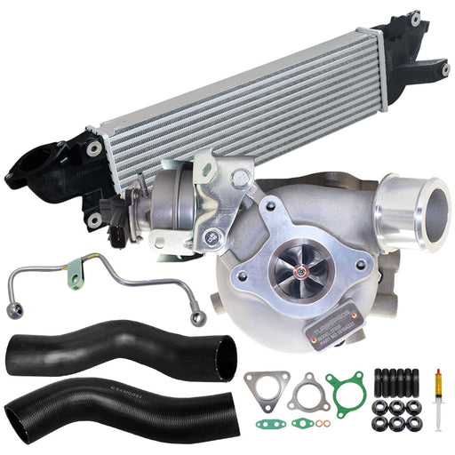 Upgrade Billet Turbo Charger With 50mm Intercooler & Hoses And Genuine Oil Feed Pipe For Mitsubishi Triton MQ 4N15 2.4L