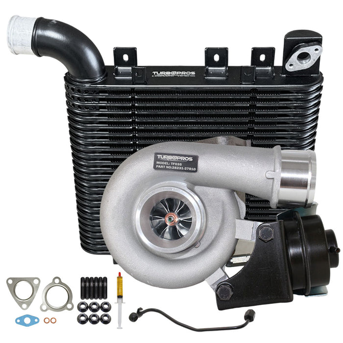 Upgrade Billet Turbo Charger With 64mm Intercooler And Genuine Oil Feed Pipe For Hyundai Santa Fe D4EB 2.2L 2006-2009
