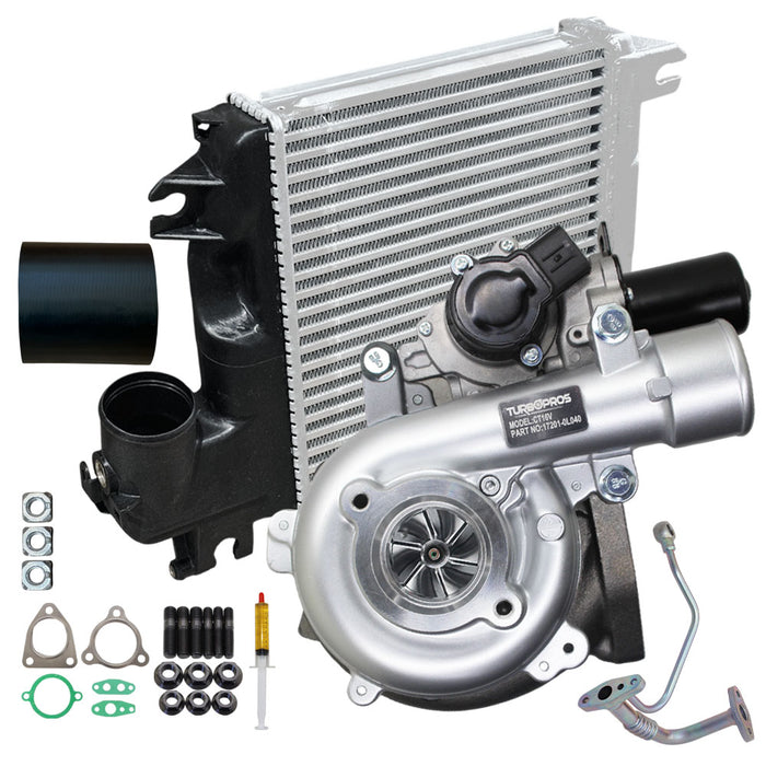 Upgrade Billet Turbo Charger With 50mm Intercooler & Hose And Genuine Oil Feed Pipe For Toyota Hilux N70 D4D KUN26 1KD-FTV 3.0L 2010-2015
