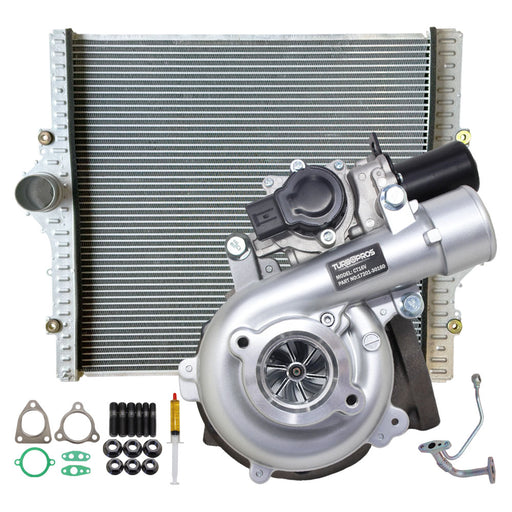 Upgrade Billet Turbo Charger With 24mm Intercooler And Genuine Oil Feed Pipe For Toyota LandCruiser Prado KDJ120 / KDJ150 2005-2015