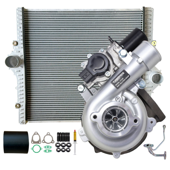 Upgrade Billet Turbo Charger With 24mm Intercooler & Hose And Genuine Oil Feed Pipe For Toyota LandCruiser Prado KDJ120 / KDJ150 2005-2015