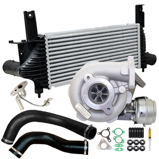 Upgrade Billet Turbo Charger With 62mm Intercooler & Hoses And Genuine Oil Feed Pipe For Nissan Pathfinder R51 YD25 2.5L 3-Bolt