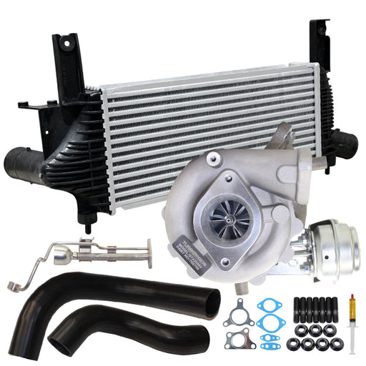 Upgrade Billet Turbo Charger With 62mm Intercooler & Hoses And Genuine Oil Feed Pipe For Nissan Navara D40 YD25 2.5L