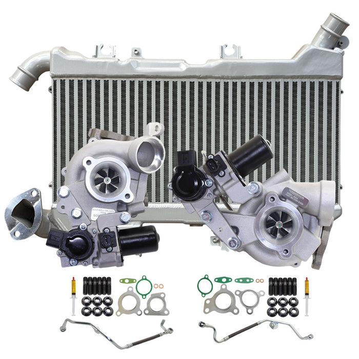 Upgrade Billet Turbo Charger With 48mm Intercooler And Genuine Oil Feed Pipe For Toyota Land Cruiser VDJ200 200 Series 1VD-FTV V8 4.5L