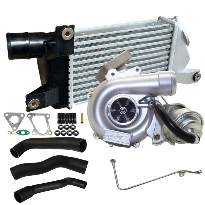 Upgrade Billet Turbo Charger With 50mm Intercooler & Hoses And Genuine Oil Feed Pipe For Mitsubishi Challenger 4D56 2.5L